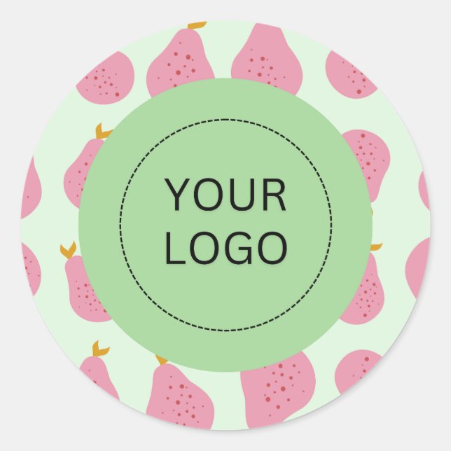 Cute Feminine Pear Custom Logo Packaging Classic Round Sticker (Front)