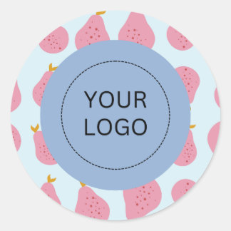 Cute Feminine Pear Custom Logo Packaging Classic Round Sticker