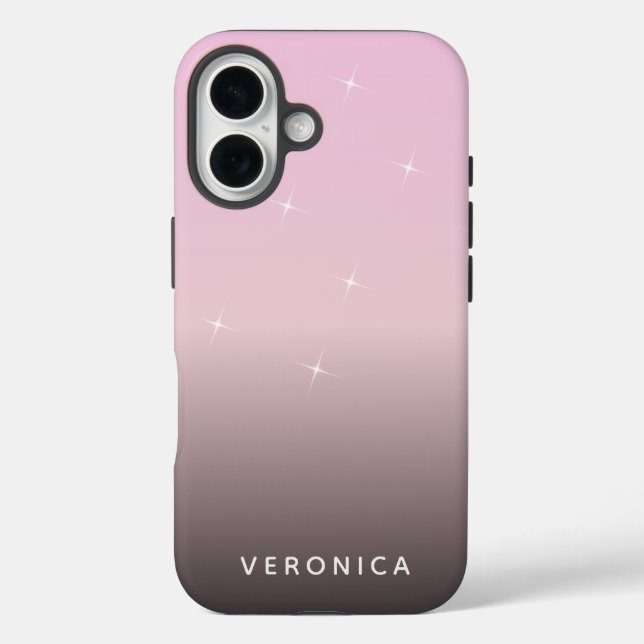 Cute Feminine Pink Black Ombre Personalized Case-Mate iPhone Case (Back)