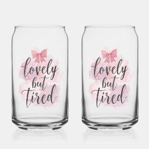 Cute Feminine Pink Bow Graphic Can Glass