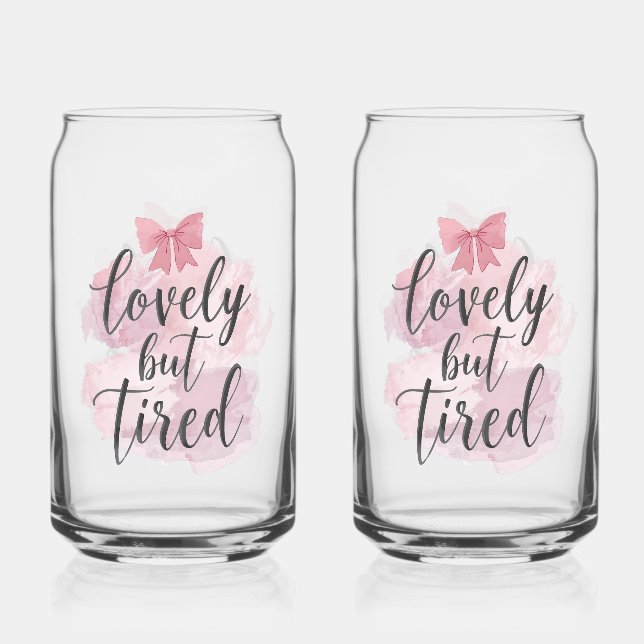 Cute Feminine Pink Bow Graphic Can Glass (Front)