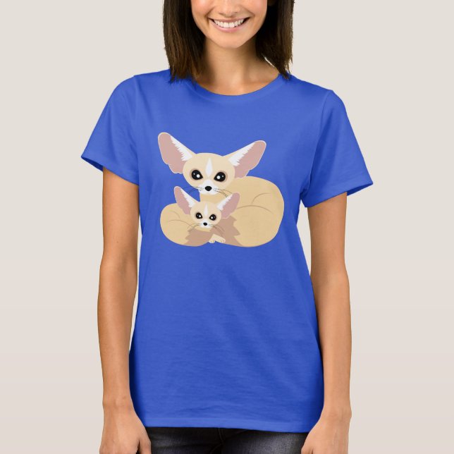 Cute Fennec Fox Mum and Baby T-Shirt (Front)