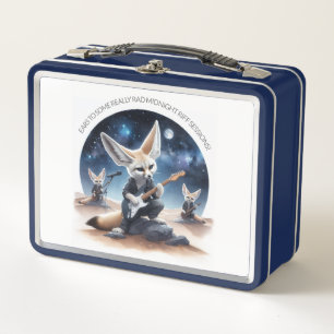 Cute Fennec Foxes Rocking Acoustic Guitars Metal Lunch Box