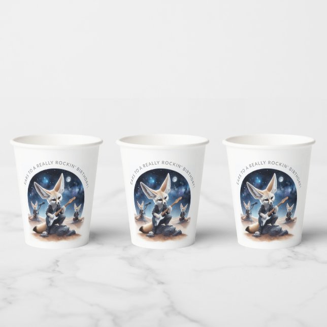 Cute Fennec Foxes Rocking Acoustic Guitars Paper Cups (Multi)