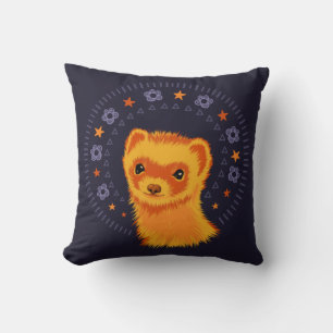 Cute Ferret Art - Colourful Smiling Mustelid Desig Cushion