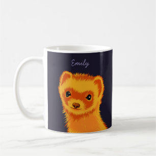 Cute ferret art ferret mum name coffee mug