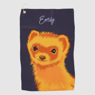 Cute ferret art ferret mum name golf towel