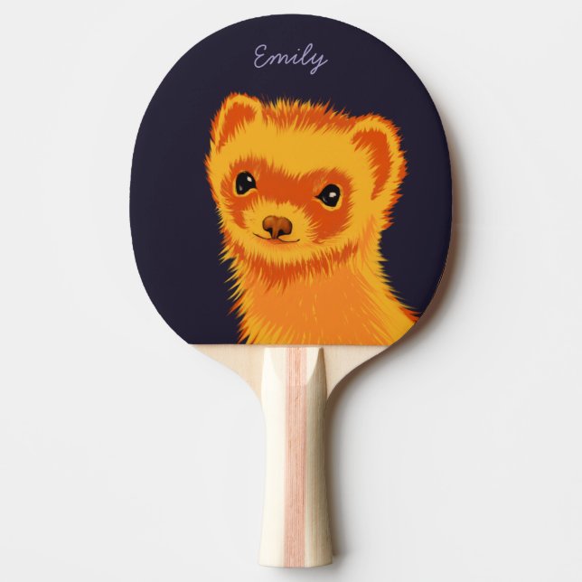 Cute ferret art ferret mum name ping pong paddle (Front)