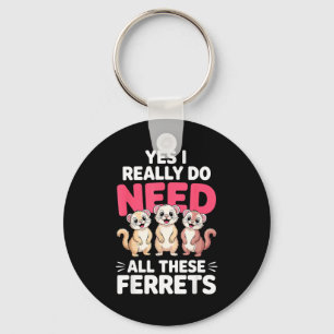 Cute Ferret Design For Men Women Kids Animal Ferre Key Ring