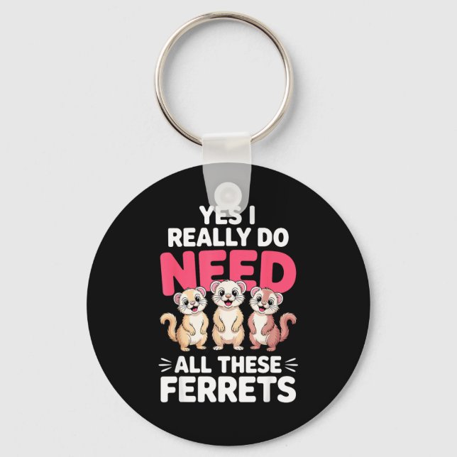 Cute Ferret Design For Men Women Kids Animal Ferre Key Ring (Front)