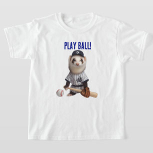 Cute Ferret Dressed as Basball Player T-Shirt