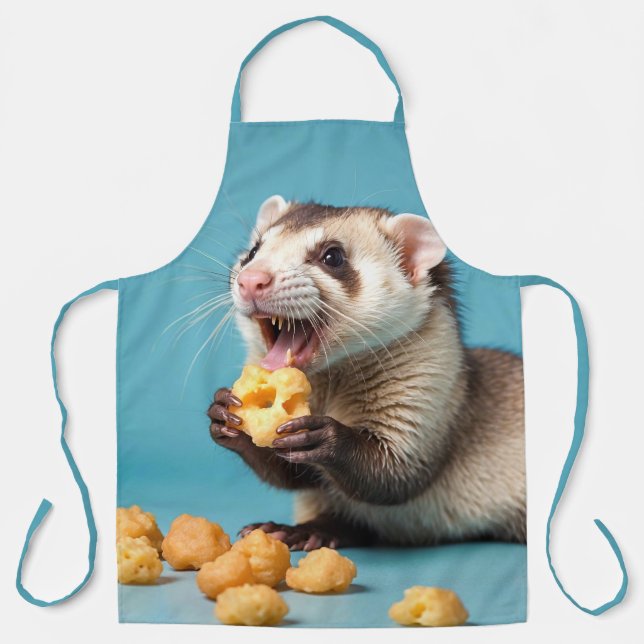 Cute Ferret Eating Cheese Puffs Apron (Front)