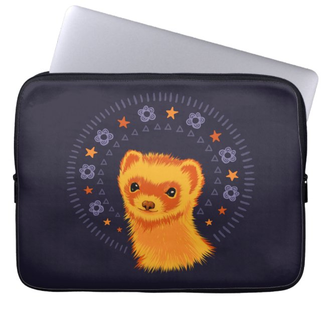Cute ferret head adorable animal laptop sleeve (Front)