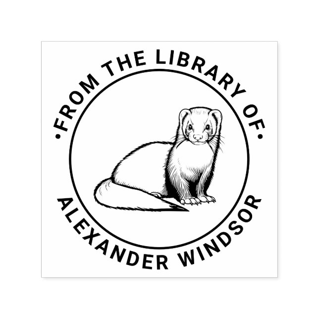 Cute Ferret Library Book Name Self-inking Stamp (Design)