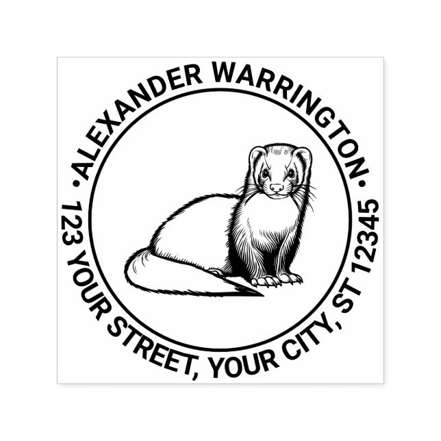 Cute Ferret Name Return Address Self-inking Stamp (Design)
