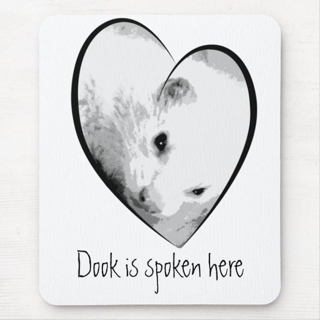 Cute Ferret Picture in a Heart Mouse Mat (Front)
