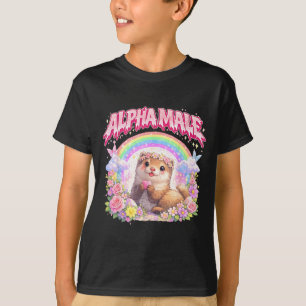 Cute Ferret Rainbow Floral Funny for Men Women Kid T-Shirt