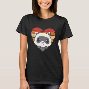Cute Ferret Retro Heart Shape Vintage T-Shirt