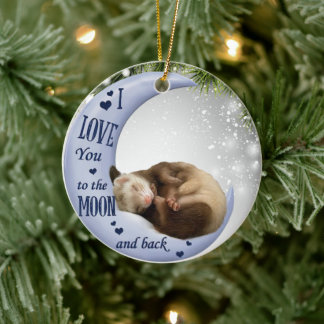  Cute Ferret Sleeping Love To Moon Back animal Ceramic Tree Decoration