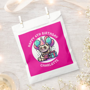 Cute Ferret Themed Girl's Birthday Personalised Favour Bags