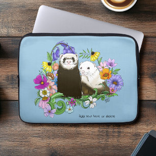 Cute Ferrets Floral Laptop Sleeve