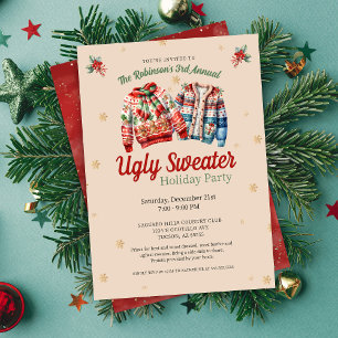 Cute Festive Annual Ugly Sweater Christmas Party Invitation