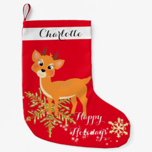 Cute Festive Baby Reindeer Small Christmas Stocking