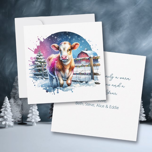 Cute Festive Calf Card Personalised Christmas (Creator Uploaded)
