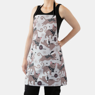 Cute Festive Cat Christmas Pattern Kitchen Apron