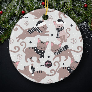 Cute Festive Cat Pattern Christmas Tree Ceramic Tree Decoration