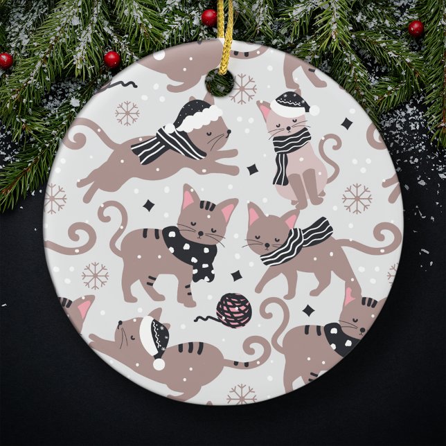 Cute Festive Cat Pattern Christmas Tree Ceramic Tree Decoration (Creator Uploaded)