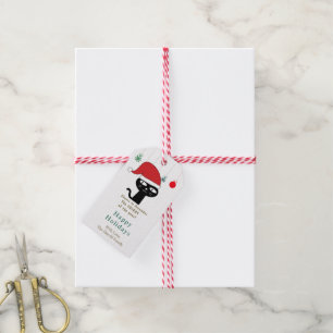 Cute Festive Cat with a Red Santa Hat Modern  Gift Tags
