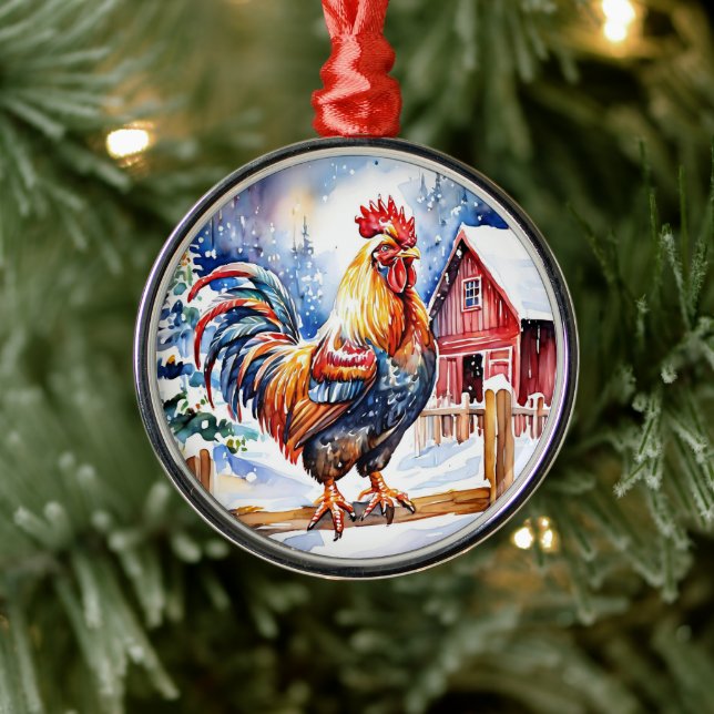 Cute Festive Chicken Christmas  Metal Tree Decoration (Tree)