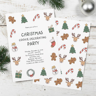 Cute Festive Christmas Cookie Decorating Party Invitation