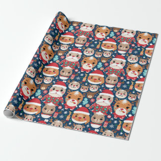 Cute Festive Christmas Critter Wrapping Paper