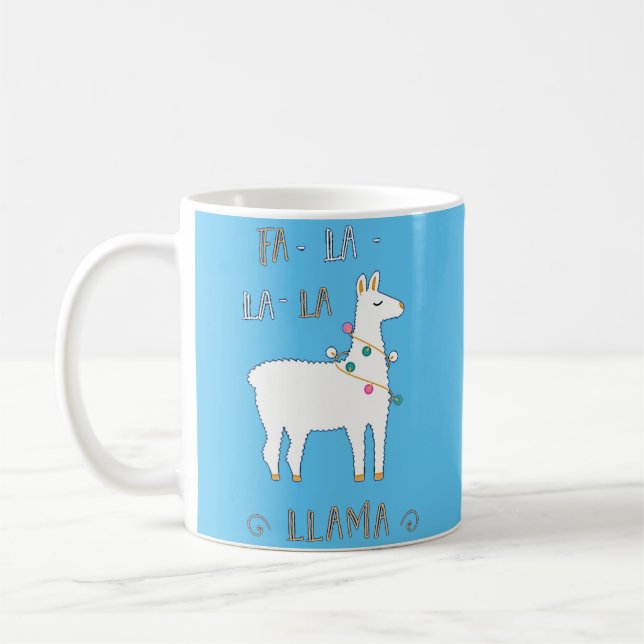 Cute Festive Christmas Fa-La-La Llama Holidays  Coffee Mug (Left)