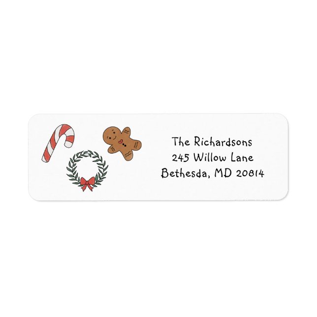 Cute Festive Christmas Holiday Return Address (Front)