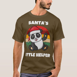 Cute Festive Christmas Panda Santa's Little Helper T-Shirt