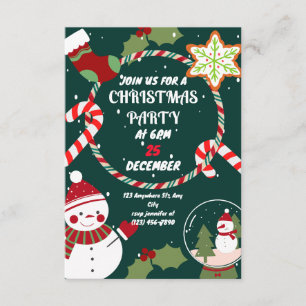 Cute Festive Christmas Party Invitation