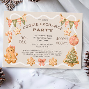 Cute Festive Cookie Exchange Party Invitation
