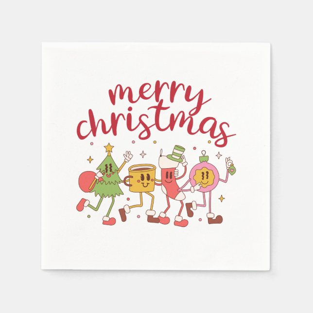 Cute & Festive Design For Merry Christmas Napkin (Front)