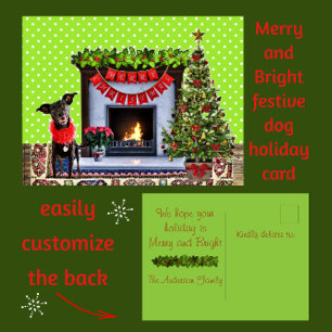 Cute Festive Dog Merry Christmas Postcard