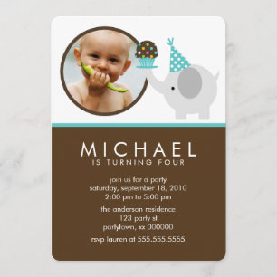 Cute Festive Elephant Birthday Invitation