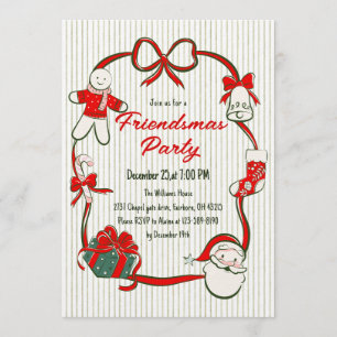 Cute Festive Hand Drawn Doodles Friendstmas Party Invitation