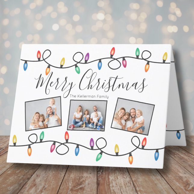 Cute Festive Holiday Lights Photos Christmas Card (Cute Festive Holiday Lights Photos Christmas Card)