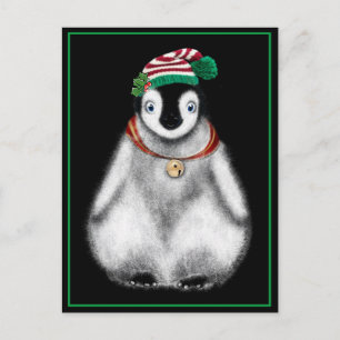 Cute festive holiday Penguin Postcard