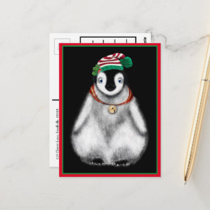 Cute festive holiday Penguin Postcard