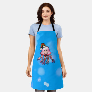 Cute Festive Jellyfish Cartoon Apron