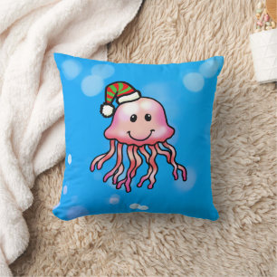 Cute Festive Jellyfish Cartoon Cushion