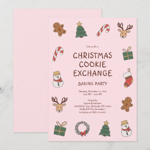 Cute Festive Kids Christmas Cookie Exchange Party Invitation